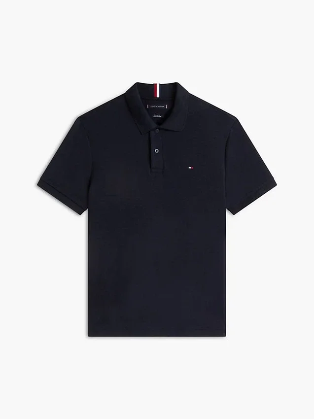 Polo de algodón liso de corte regular Polo de algodón liso de corte regular