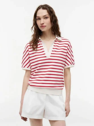 Polo de corte holgado con rayas jaspeadas