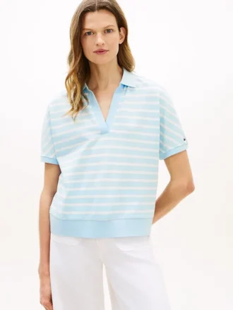 Polo de corte holgado con rayas jaspeadas