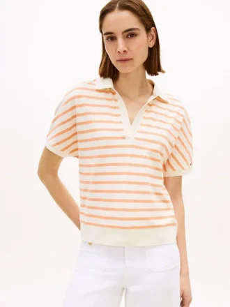 Polo de corte holgado con rayas jaspeadas