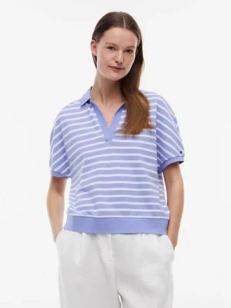 Polo de corte holgado con rayas jaspeadas