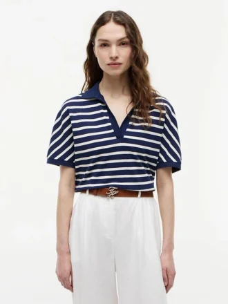 Polo de corte holgado con rayas jaspeadas