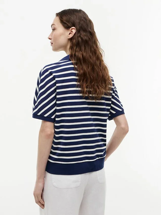 Polo de corte holgado con rayas jaspeadas Polo de corte holgado con rayas jaspeadas