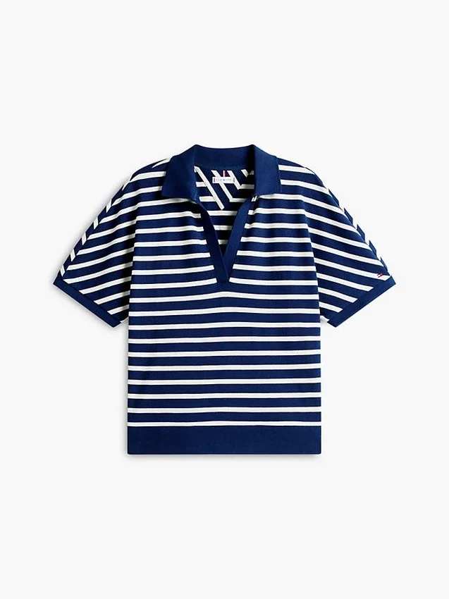 Polo de corte holgado con rayas jaspeadas Polo de corte holgado con rayas jaspeadas