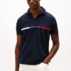 Polo de corte regular con rayas bordadas