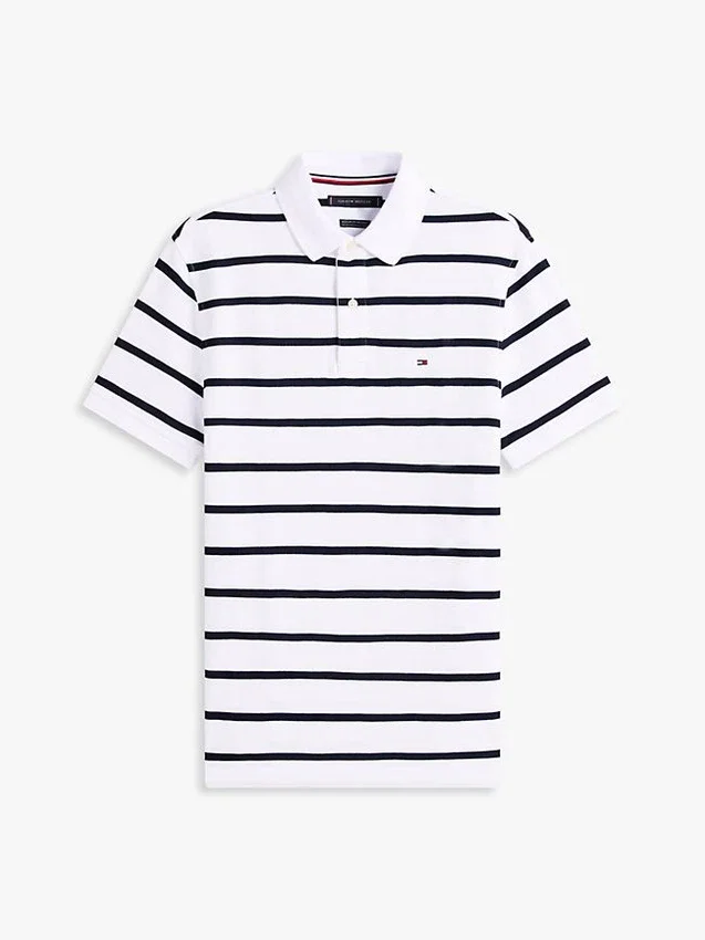 Polo de corte regular con rayas y tejido transpirable Polo de corte regular con rayas y tejido transpirable