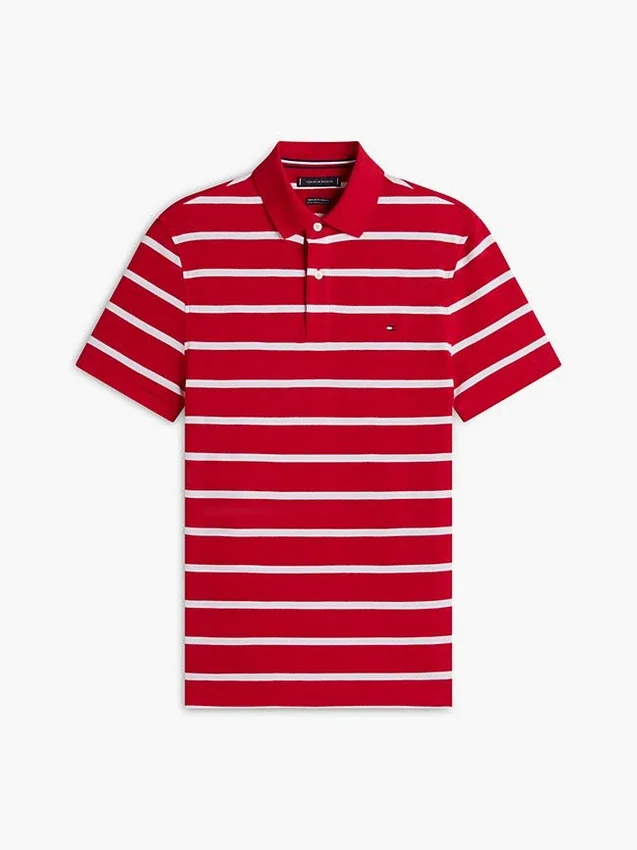 Polo de corte regular con rayas y tejido transpirable Polo de corte regular con rayas y tejido transpirable