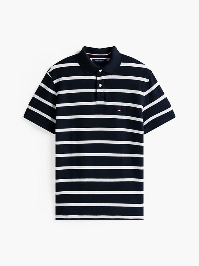 Polo de corte regular con rayas y tejido transpirable Polo de corte regular con rayas y tejido transpirable