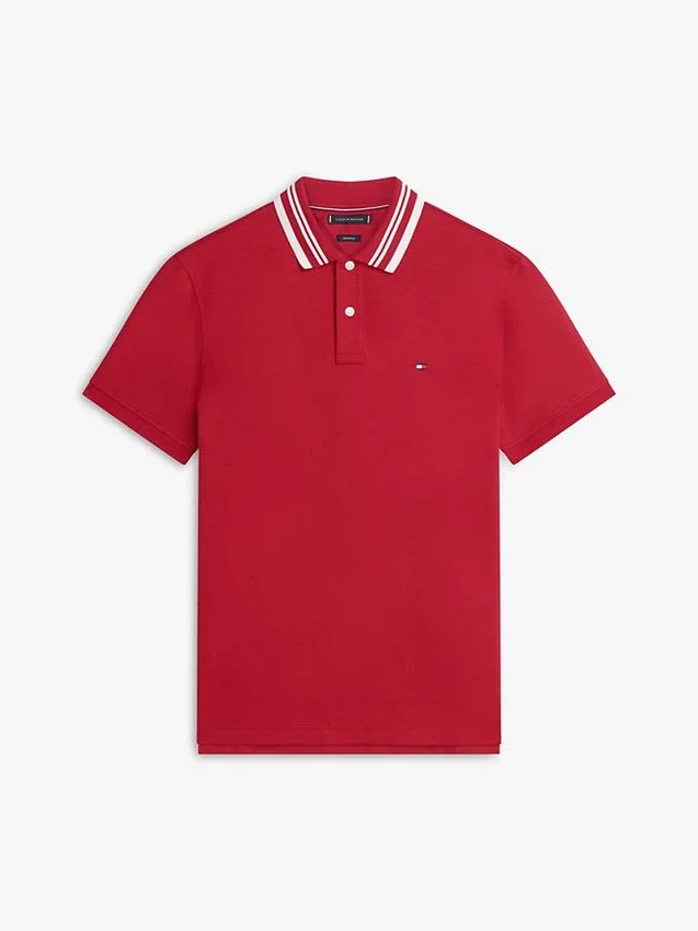 Polo de corte regular con ribete de jacquard Polo de corte regular con ribete de jacquard