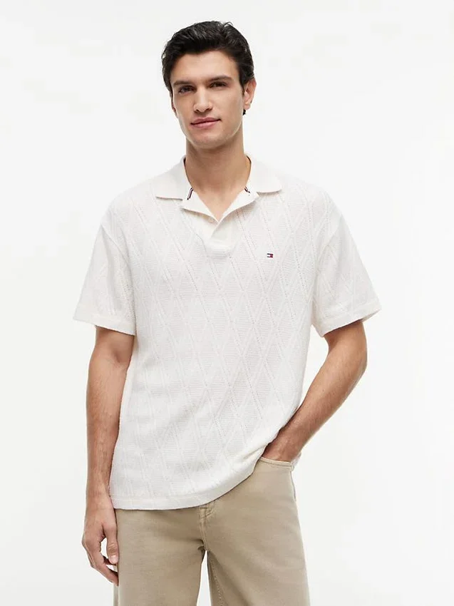 Polo de jacquard texturado de corte clásico Polo de jacquard texturado de corte clásico