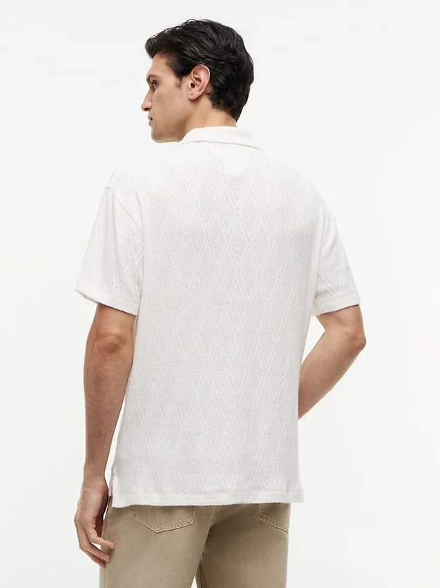 Polo de jacquard texturado de corte clásico Polo de jacquard texturado de corte clásico