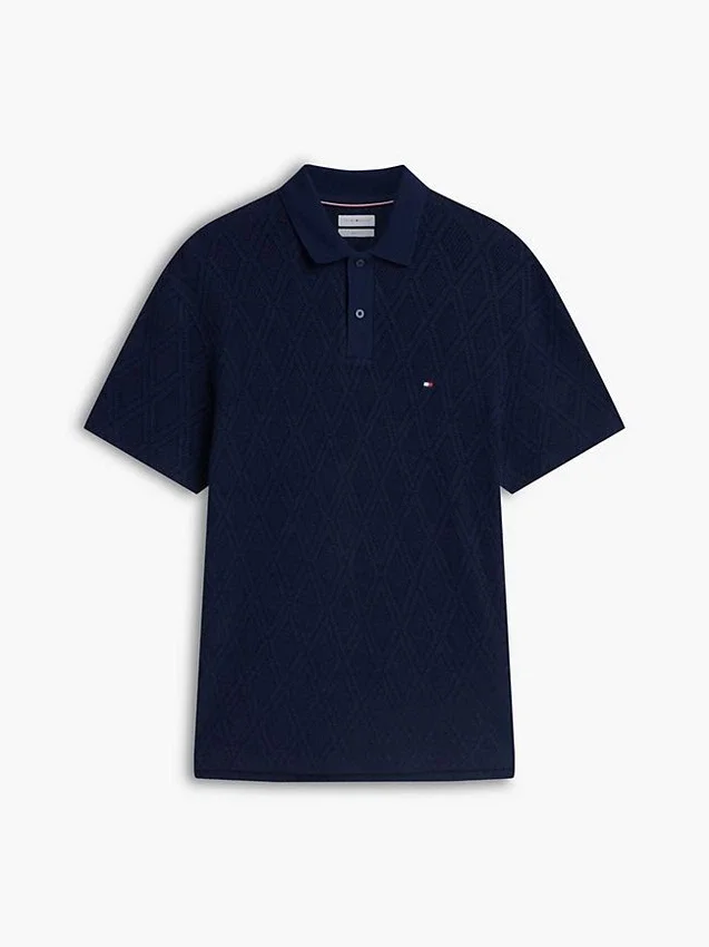 Polo de jacquard texturado de corte clásico Polo de jacquard texturado de corte clásico