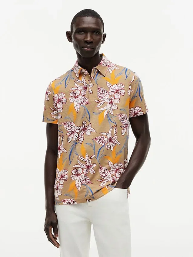 Polo de jersey con estampado floral de corte regular Polo de jersey con estampado floral de corte regular