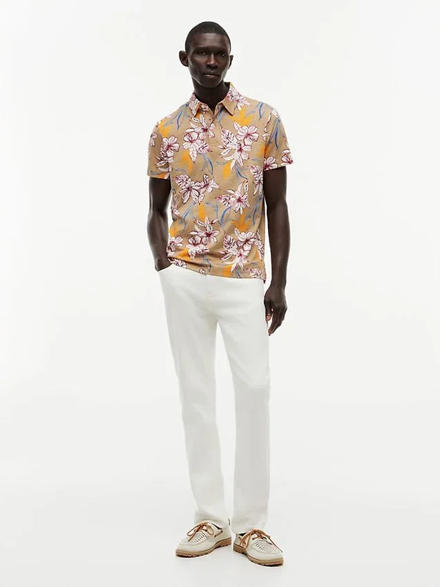Polo de jersey con estampado floral de corte regular Polo de jersey con estampado floral de corte regular