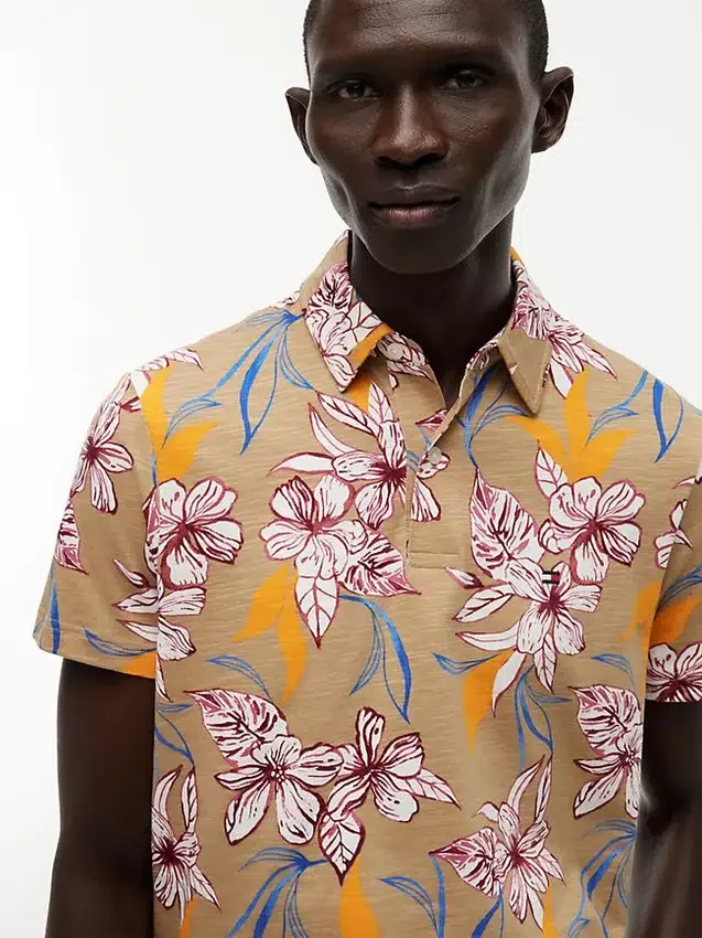 Polo de jersey con estampado floral de corte regular Polo de jersey con estampado floral de corte regular