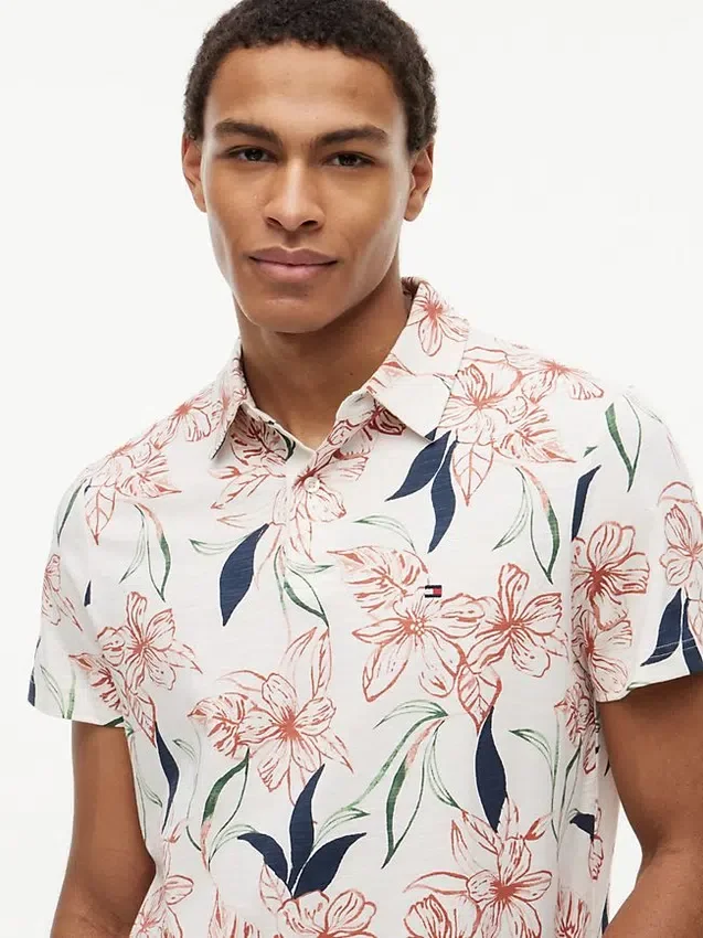 Polo de jersey con estampado floral de corte regular Polo de jersey con estampado floral de corte regular