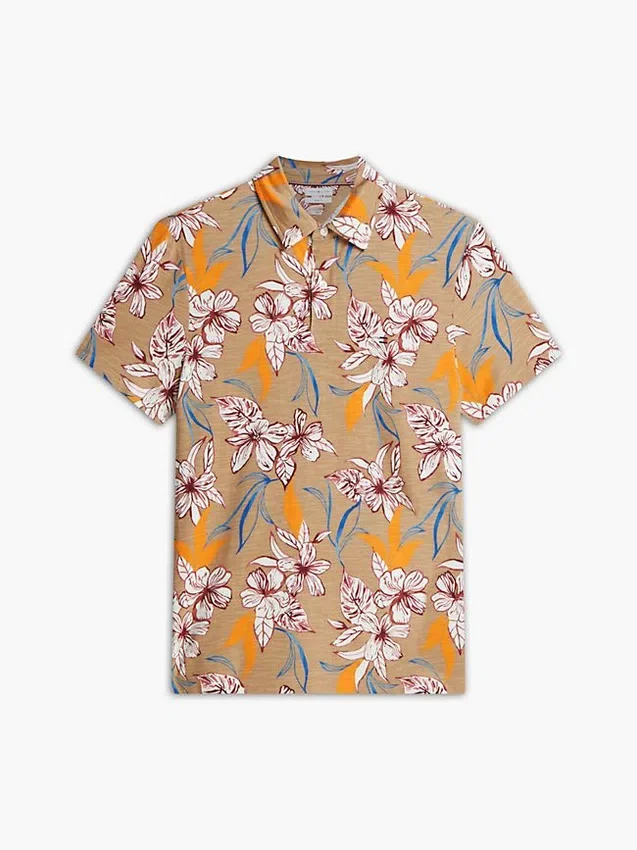 Polo de jersey con estampado floral de corte regular Polo de jersey con estampado floral de corte regular