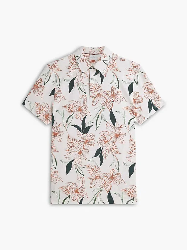 Polo de jersey con estampado floral de corte regular Polo de jersey con estampado floral de corte regular