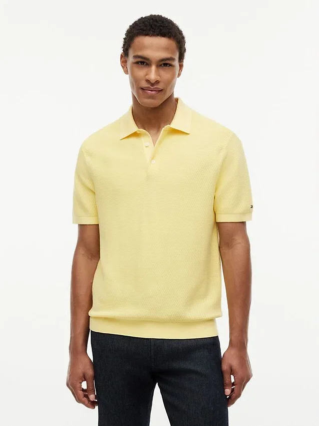 Polo de manga corta con tejido de gofre Polo de manga corta con tejido de gofre