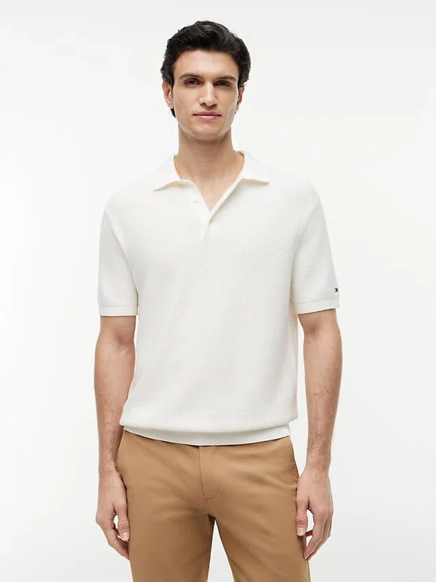 Polo de manga corta con tejido de gofre Polo de manga corta con tejido de gofre
