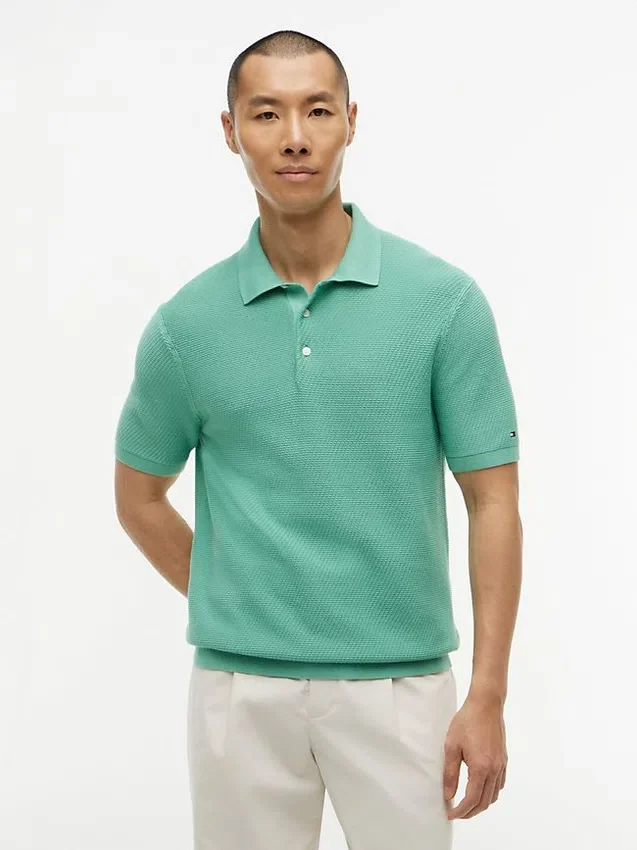 Polo de manga corta con tejido de gofre Polo de manga corta con tejido de gofre