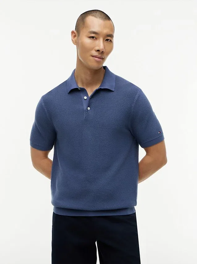 Polo de manga corta con tejido de gofre Polo de manga corta con tejido de gofre