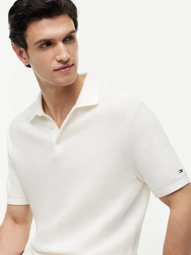 Polo de manga corta con tejido de gofre Polo de manga corta con tejido de gofre