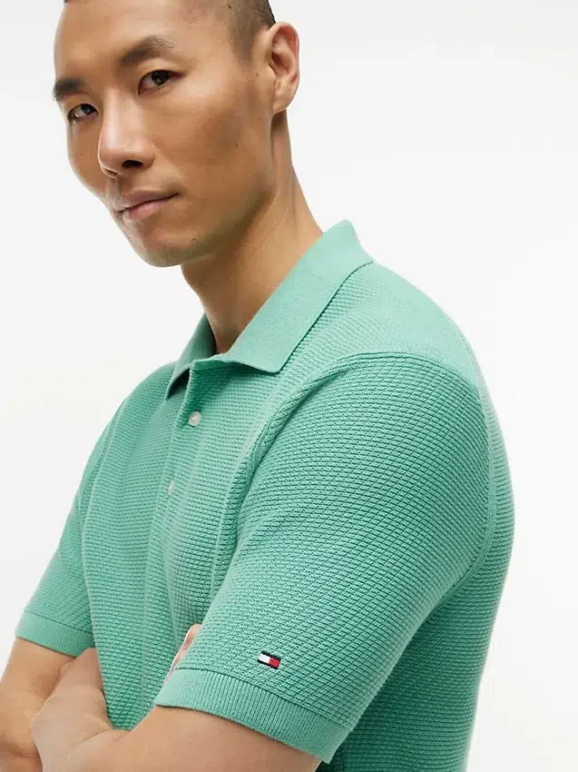 Polo de manga corta con tejido de gofre Polo de manga corta con tejido de gofre