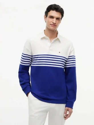 Polo de manga larga con bloques de color y corte holgado