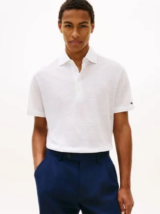 Polo de mezcla de algodón y lino de New York Label