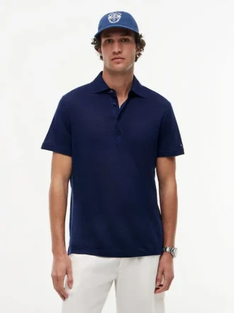 Polo de mezcla de algodón y lino de New York Label