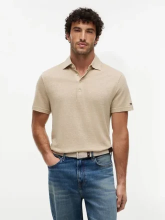Polo de mezcla de algodón y lino de New York Label