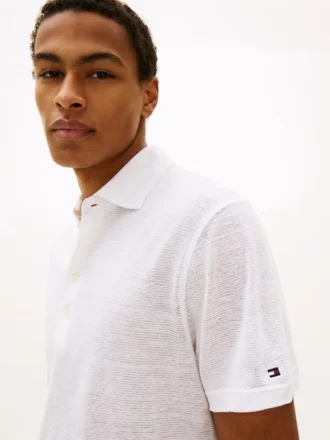 Polo de mezcla de algodón y lino de New York Label