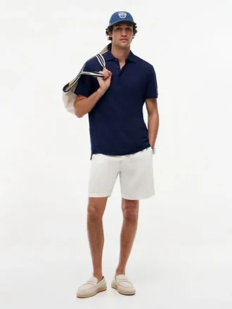 Polo de mezcla de algodón y lino de New York Label