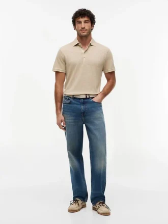 Polo de mezcla de algodón y lino de New York Label