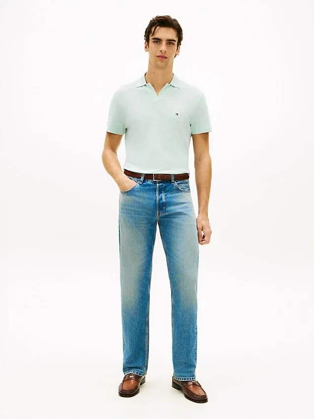 Polo de Oxford texturizado con acabado slub de corte regular Polo de Oxford texturizado con acabado slub de corte regular