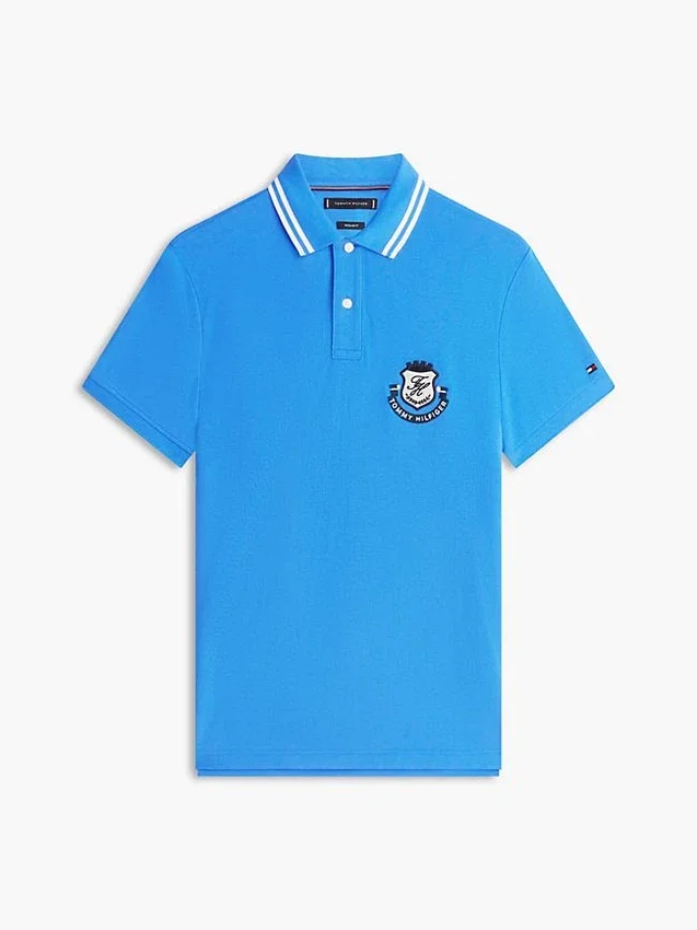 Polo de piqué con escudo monograma de corte regular Polo de piqué con escudo monograma de corte regular