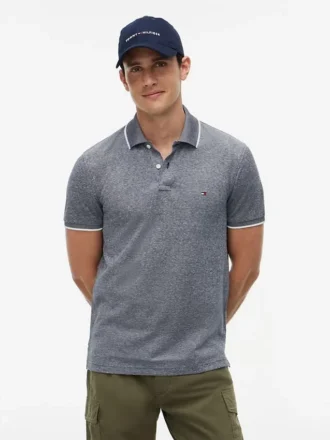 Polo de piqué con mezcla de lino de corte regular