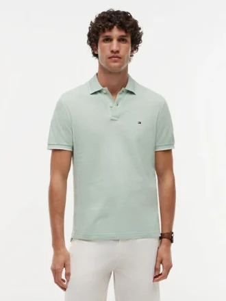 Polo de piqué con mezcla de lino de corte regular