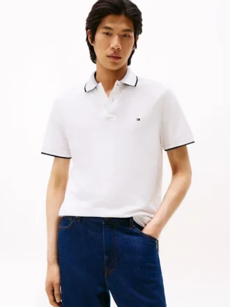 Polo de piqué con mezcla de lino de corte regular