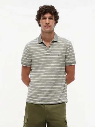 Polo de piqué con mezcla de lino de corte regular