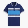 Polo de piqué elástico con rayas anchas y corte entallado Polo de piqué elástico con rayas anchas y corte entallado