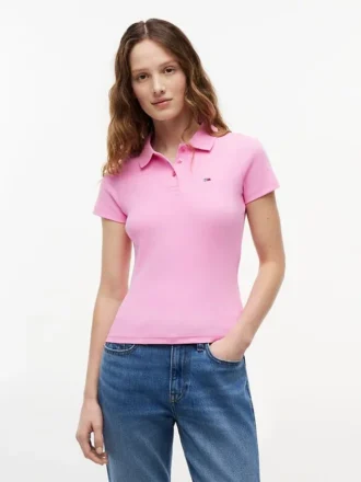 Polo de punto acanalado de corte ajustado de Tommy Jeans