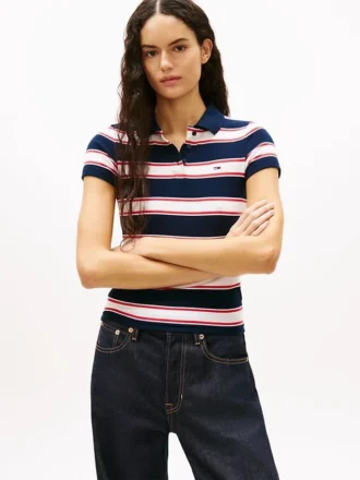 Polo de punto acanalado de corte ajustado de Tommy Jeans