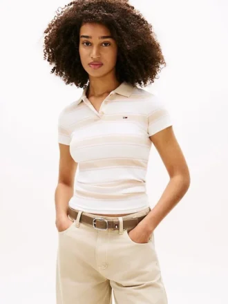 Polo de punto acanalado de corte ajustado de Tommy Jeans