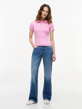 Polo de punto acanalado de corte ajustado de Tommy Jeans