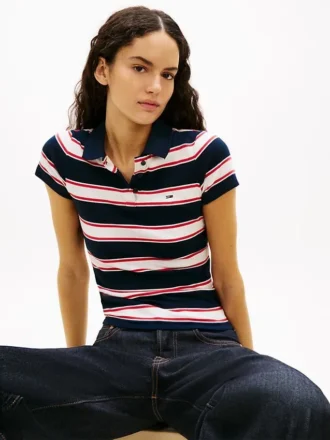 Polo de punto acanalado de corte ajustado de Tommy Jeans