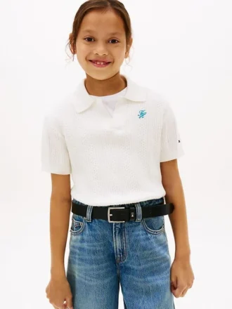 Polo de punto calado para niña