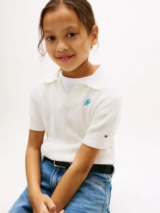 Polo de punto calado para niña
