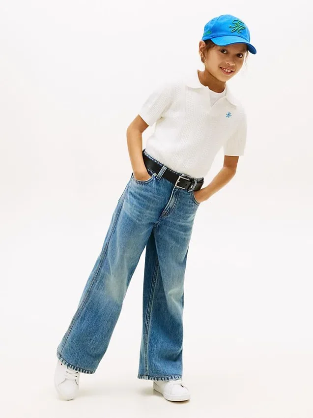 Polo de punto calado para niña Polo de punto calado para niña